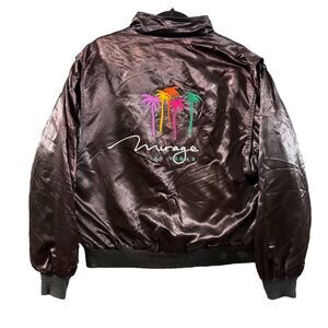 Vintage Mirage Las Vegas Satin Jacket Men's Large M.A.P. Two Tone Embroidered
